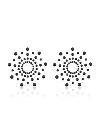 Paire de cache tétons adhésifs strass noir - NP-1030BLK